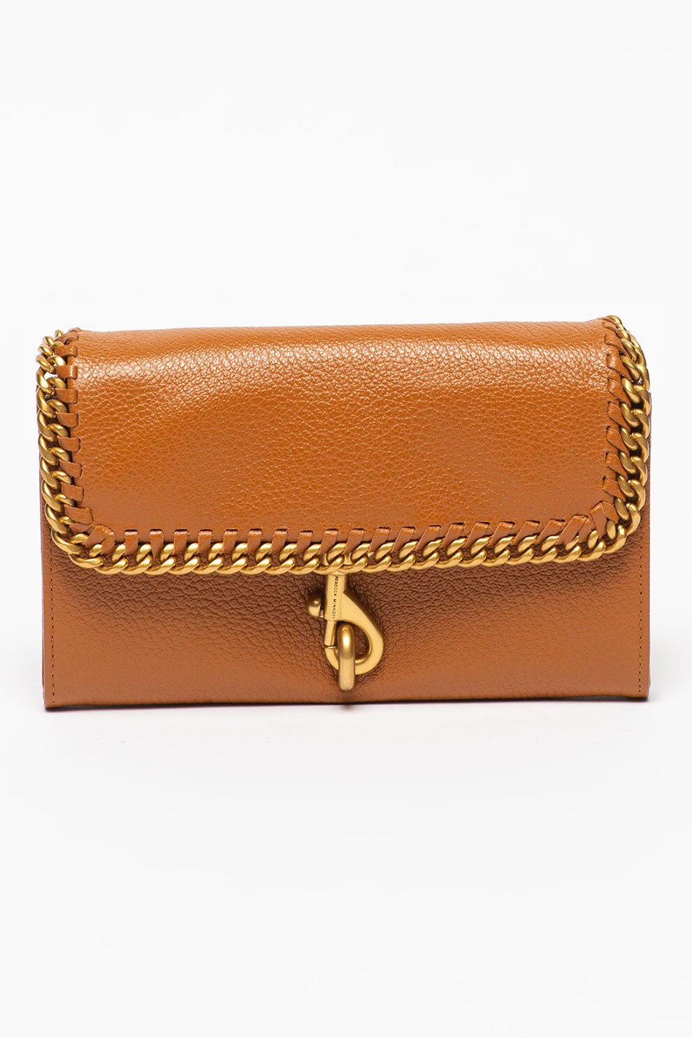 Rebecca Minkoff, Portofel de piele cu lant detasabil, Maro caramel