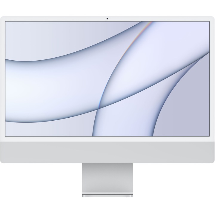 Sistem Desktop PC iMac 24" (2021) cu procesor Apple M1, 24", Retina 4.5K, 8GB, 512GB SSD, 8-core GPU, Silver, INT KB