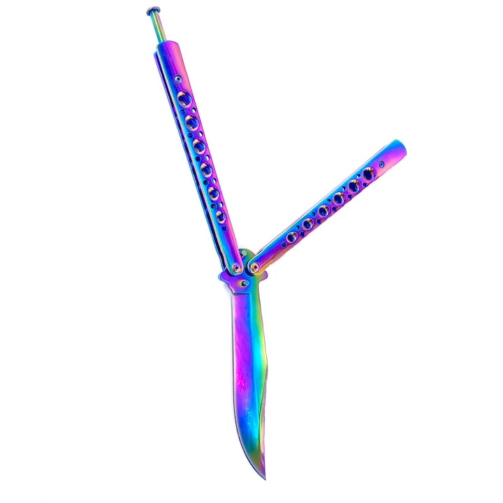 Briceag butterfly balisong CS:GO, cu tais, Cameleon type, 24 cm, fade, husa material textil, AC4KINGS-249