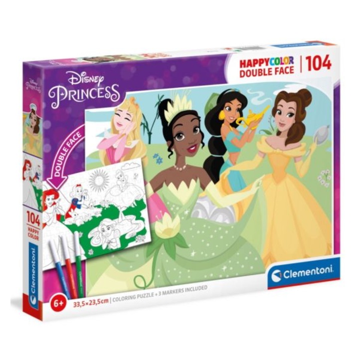 Clementoni 104 db-os Színezhető kétoldalas puzzle - Disney Princess (25714)