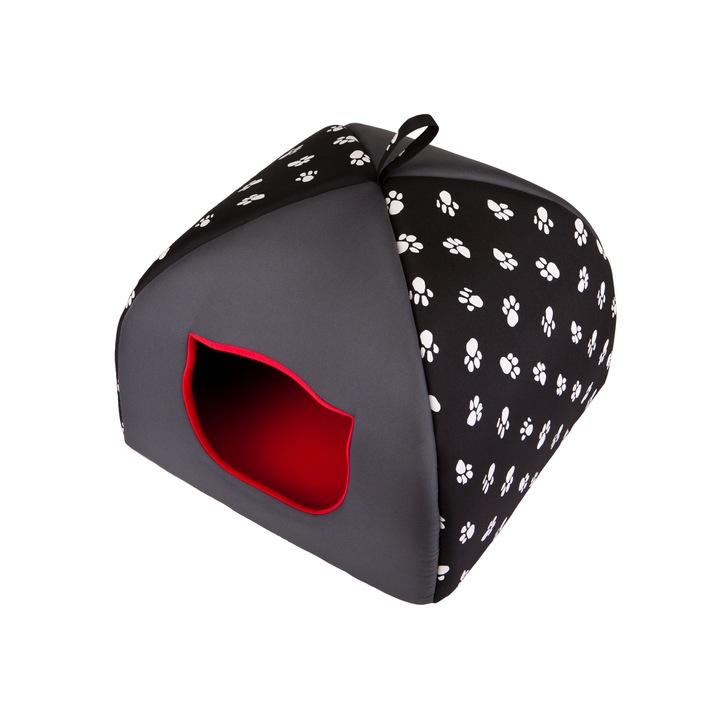 Casa pentru animale de companie, HobbyDog, Igloo, Negru, Alb, 38x38x30 cm