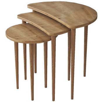 Set 3 masute cafea Moon Homs stejar Set 3 masute cafea Moon Homs stejar