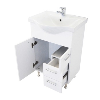 Baza si lavoar baie cu usa + 3 sertare, MDF vopsit alb, 81x55x34 cm AX2642 Baza si lavoar baie cu usa + 3 sertare, MDF vopsit alb, 81x55x34 cm AX2642