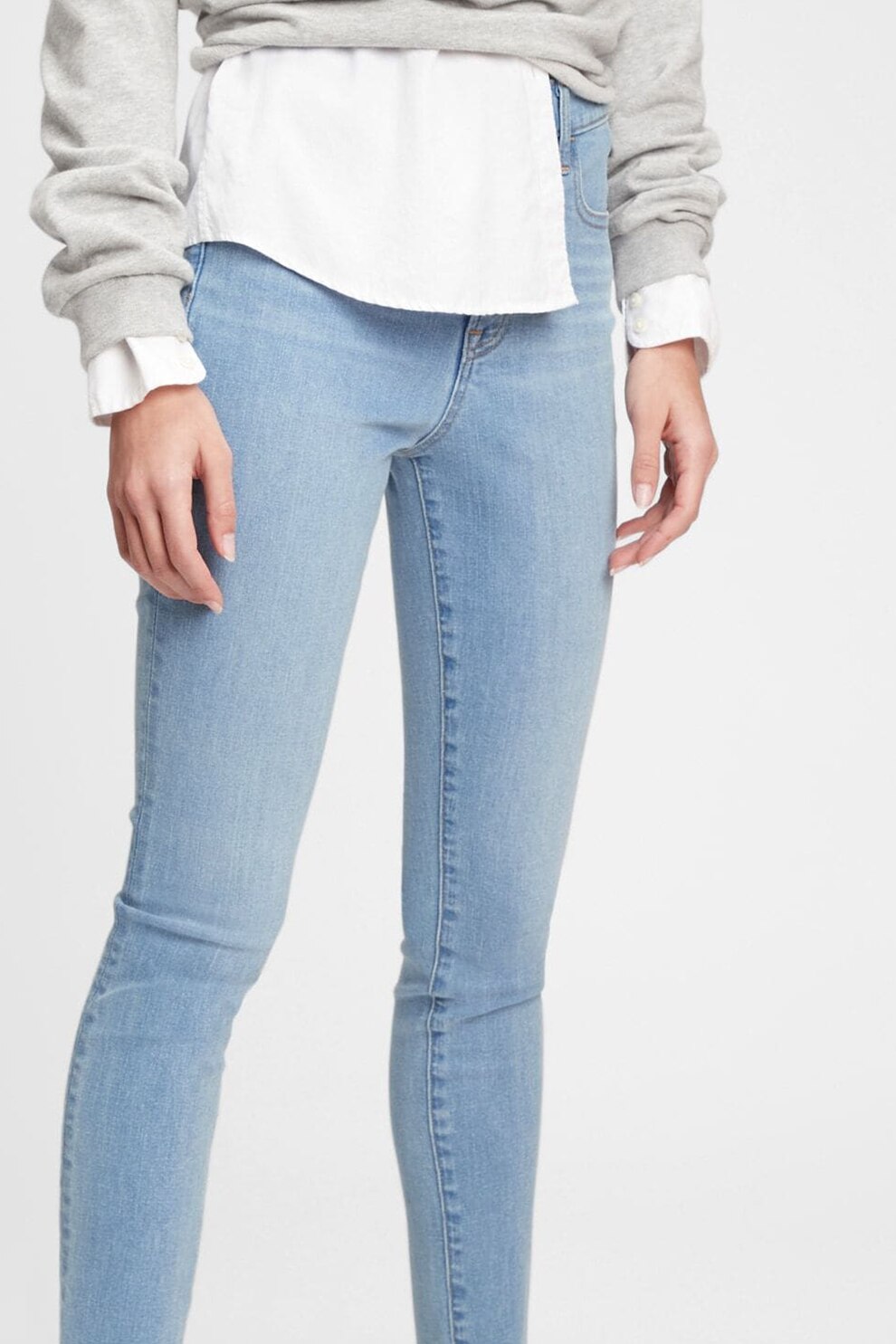 GAP, Blugi skinny cu talie inalta The Gen Good, Albastru deschis