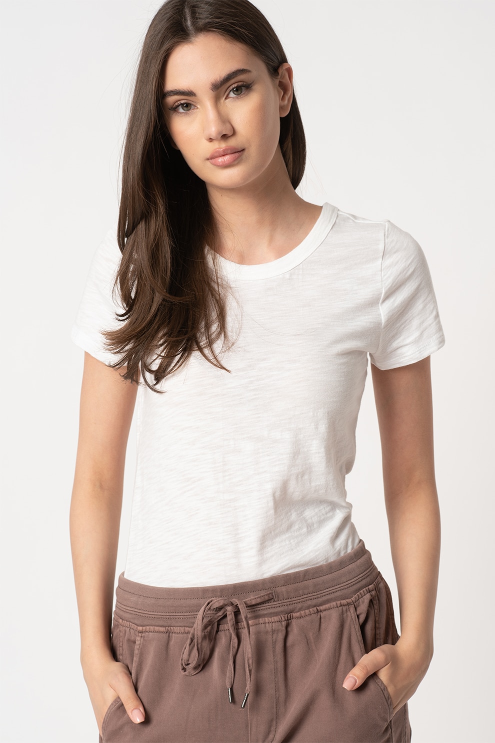 GAP, Tricou din bumbac cu decolteu rotund, Alb