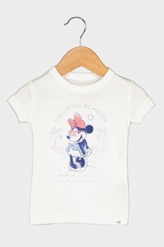 GAP, Pijama de bumbac organic cu model cu tematica Minnie Mouse, Alb/Bleumarin GAP, Pijama de bumbac organic cu model cu tematica Minnie Mouse, Alb/Bleumarin
