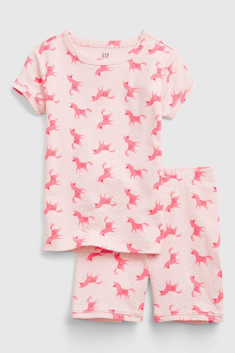 GAP, Pijama de bumbac organic cu imprimeu grafic, Roz pal