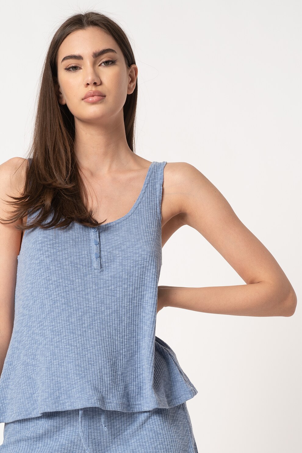 GAP, Top de pijama striat din jerseu, Albastru lavanda