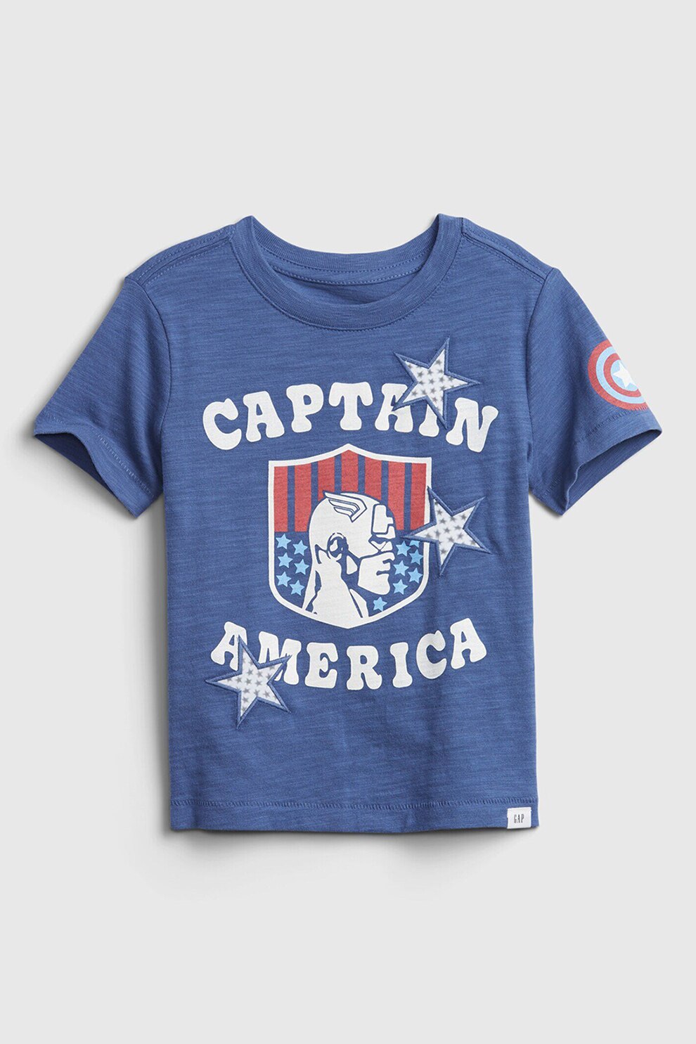 GAP, Tricou de bumbac cu imprimeu grafic si text, Albastru