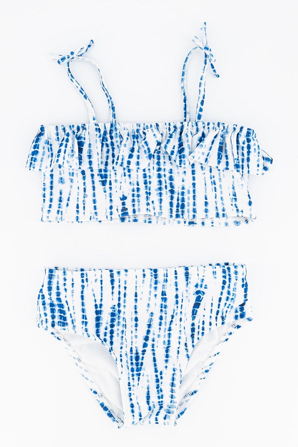 GAP, Costum de baie in doua piese cu imprimeu abstract, Albastru/Alb