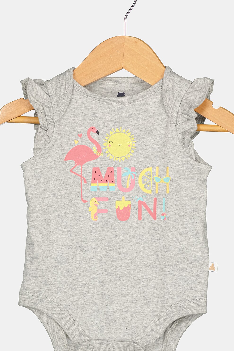 GAP, Body de bumbac cu imprimeu grafic, Gri melange/Roz/Galben