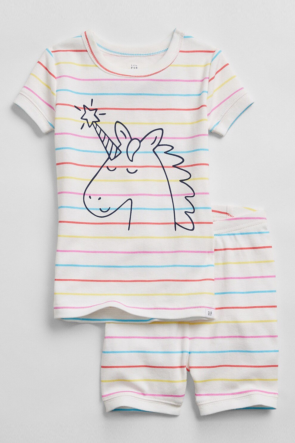 GAP, Pijama de bumbac organic cu imprimeu, Alb