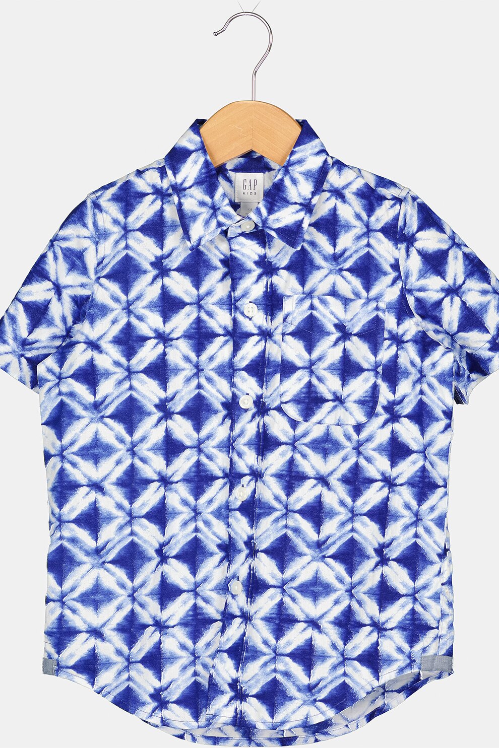 GAP, Camasa cu maneci scurte si model, albastru inchis/alb