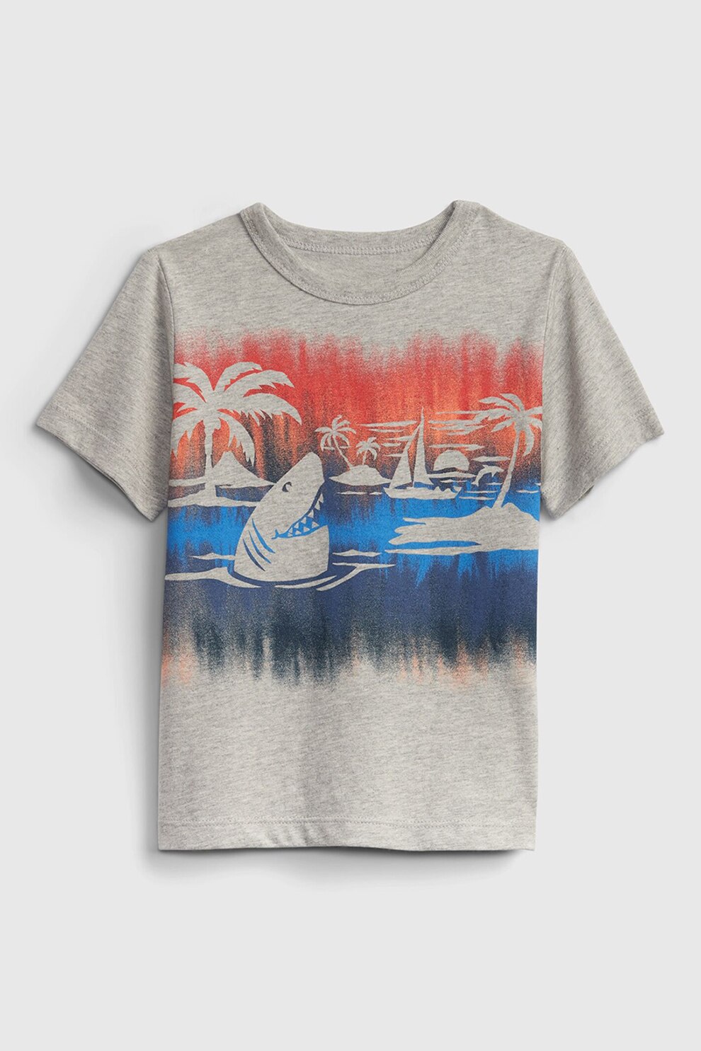 GAP, Tricou de bumbac organic cu decolteu la baza gatului, Gri