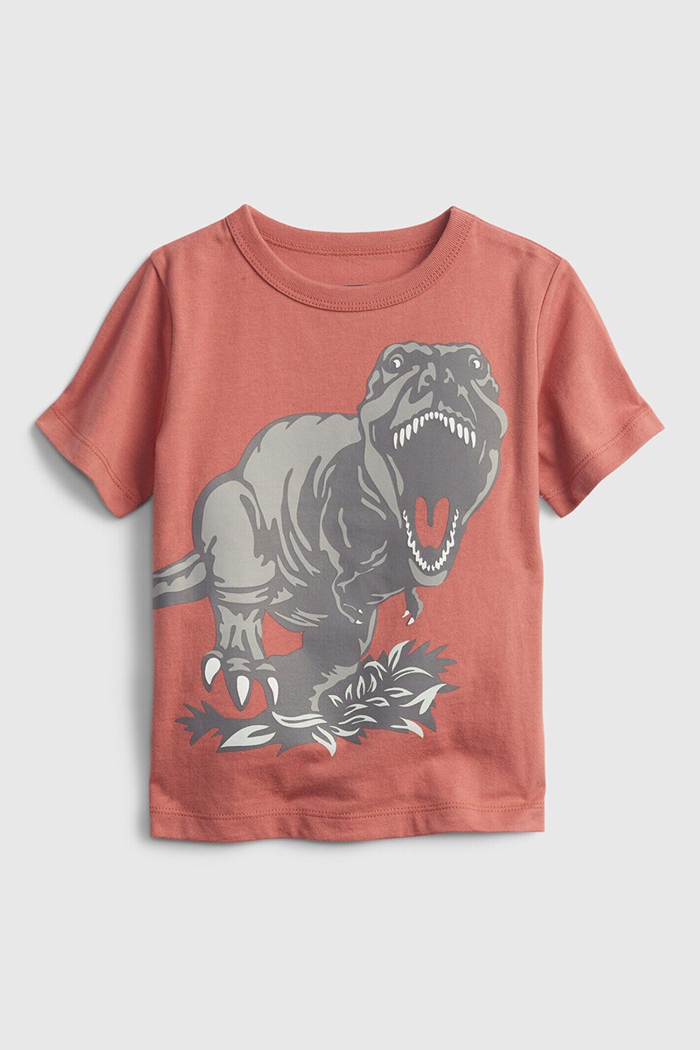 GAP, Tricou de bumbac organic cu decolteu la baza gatului, Rosu caramiziu