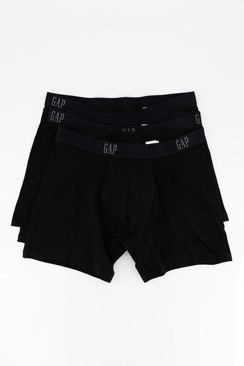 GAP, Set de boxeri cu banda in talie - 3 perechi, Negru
