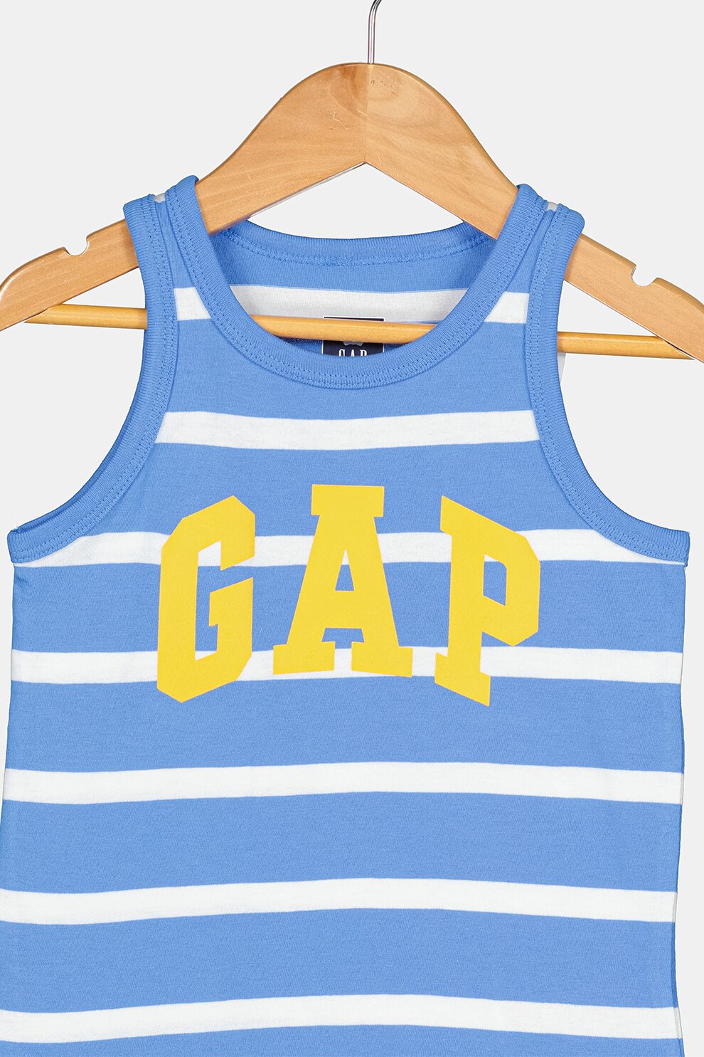 GAP, Top de bumbac organic cu imprimeu logo, Albastru/Alb