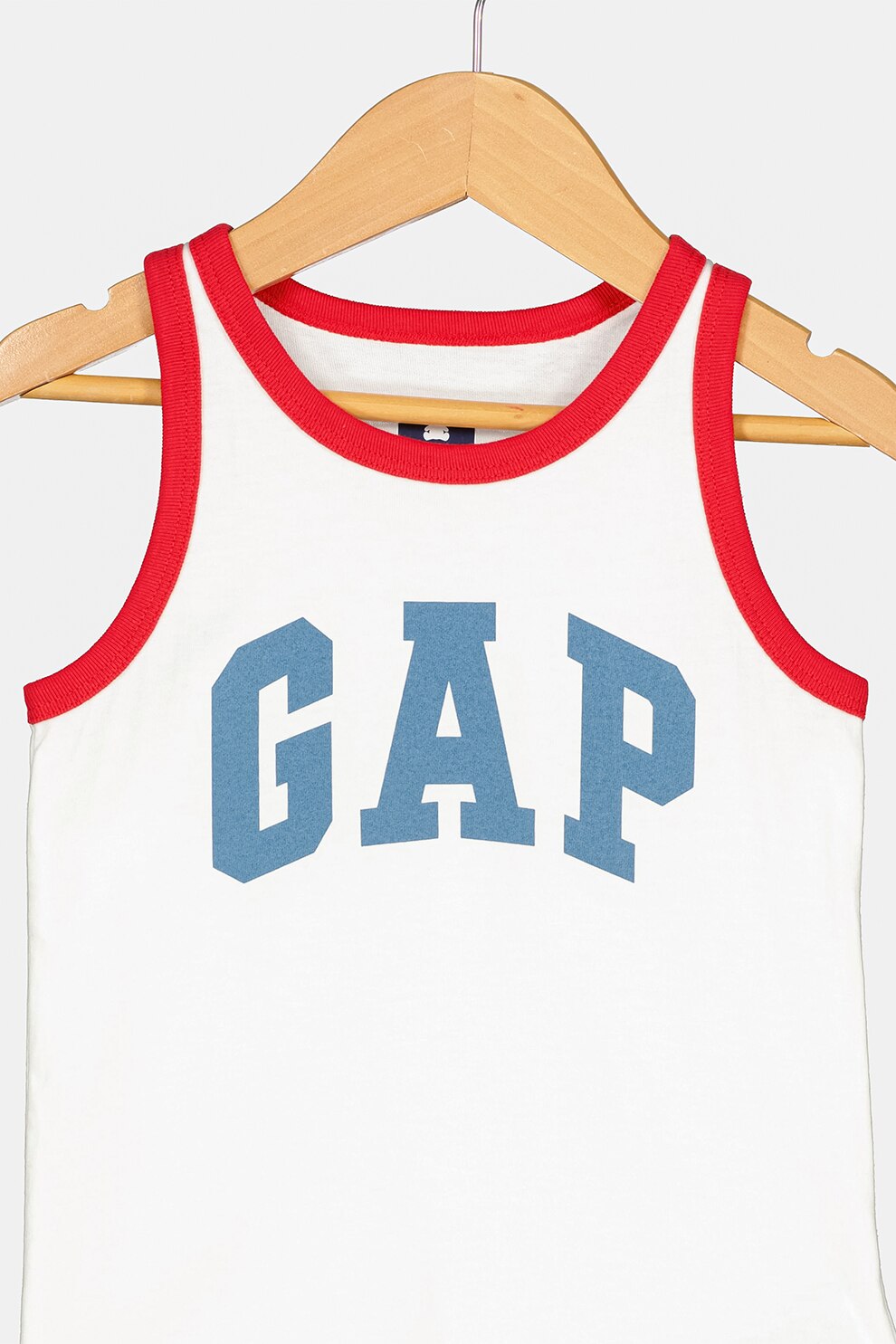 GAP, Top de bumbac organic cu imprimeu logo, Alb/Rosu