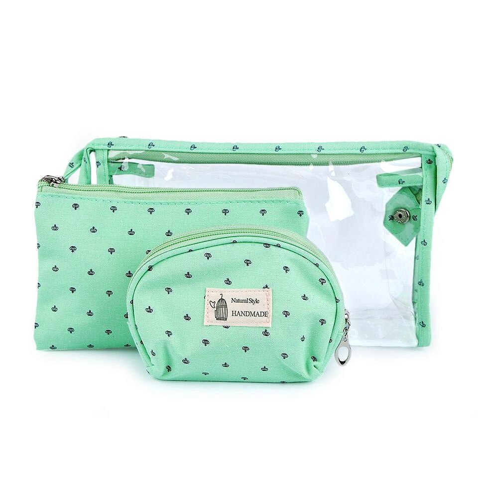 Set Borsete cosmetice / Portfarduri 3 bucati, Verde menta