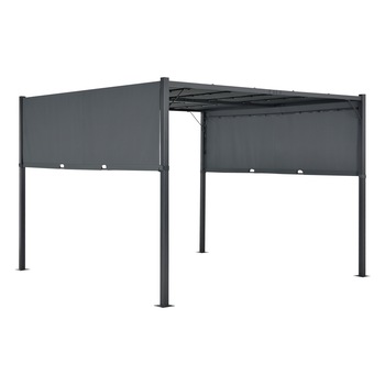 Pergola pavilion gradina Fortaleza DG300, en.casa, 300 x 300 cm, otel/poliester, antracit/gri inchis, cu iluminare LED Pergola pavilion gradina Fortaleza DG300, en.casa, 300 x 300 cm, otel/poliester, antracit/gri inchis, cu iluminare LED