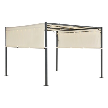 Pergola pavilion gradina Fortaleza C300, en.casa, 300 x 300 cm, otel/poliester, antracit/crem, cu iluminare LED Pergola pavilion gradina Fortaleza C300, en.casa, 300 x 300 cm, otel/poliester, antracit/crem, cu iluminare LED