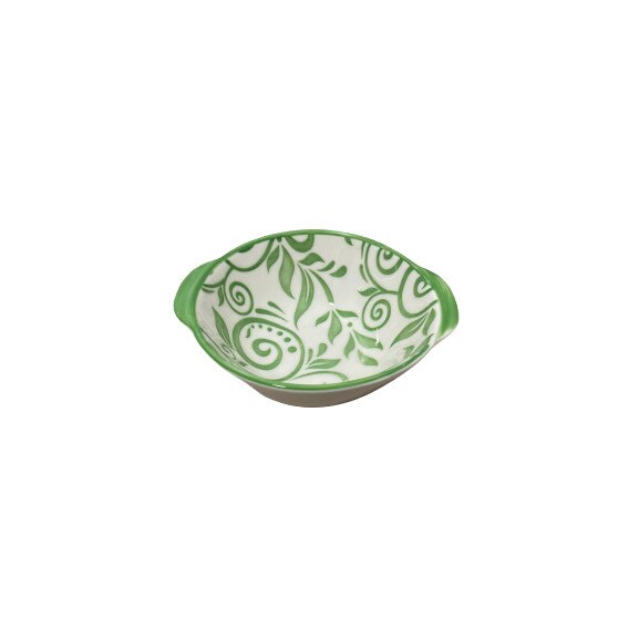 Set 4 boluri servire Koopman-Excellent Houseware, ceramica, 100ml, 9X9X4 cm, alb/verde