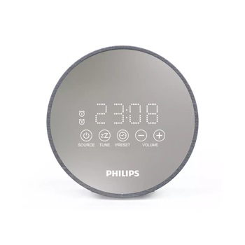 Radio profesional Philips cu ceas, Afisaj Digital, Antena FM, 87,5 - 108 MHz, Tuner Digital, Alarma Radio / Buzzer, Control Volum sus/jos, Argintiu Radio profesional Philips cu ceas, Afisaj Digital, Antena FM, 87,5 - 108 MHz, Tuner Digital, Alarma Radio / Buzzer, Control Volum sus/jos, Argintiu