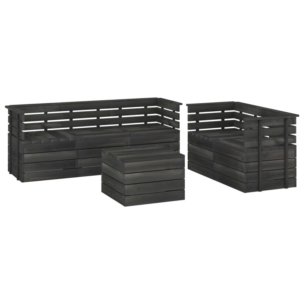 Set mobilier de gradina cu 6 piese cu masa, vidaXL, Lemn, 60 x 65 x 71.5 cm, Gri