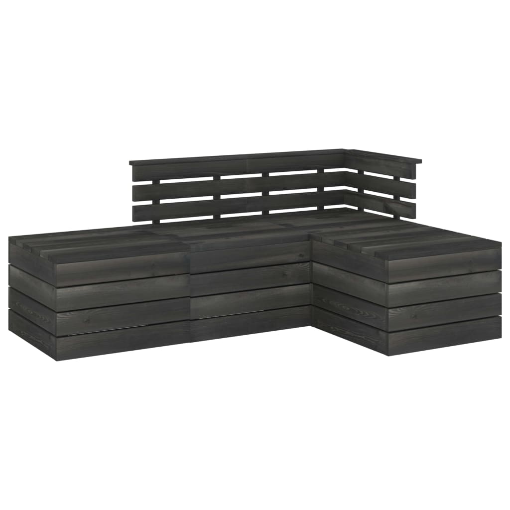 Set mobilier de gradina cu 4 piese, vidaXL, Lemn, 60 x 65 x 71.5 cm, Gri