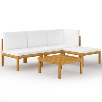 Set mobilier de gradina cu 5 piese din lemn masiv de acacia cu perne incluse, vidaXL, Lemn de acacia, 63 x 63 x 30 cm, Maro Set mobilier de gradina cu 5 piese din lemn masiv de acacia cu perne incluse, vidaXL, Lemn de acacia, 63 x 63 x 30 cm, Maro
