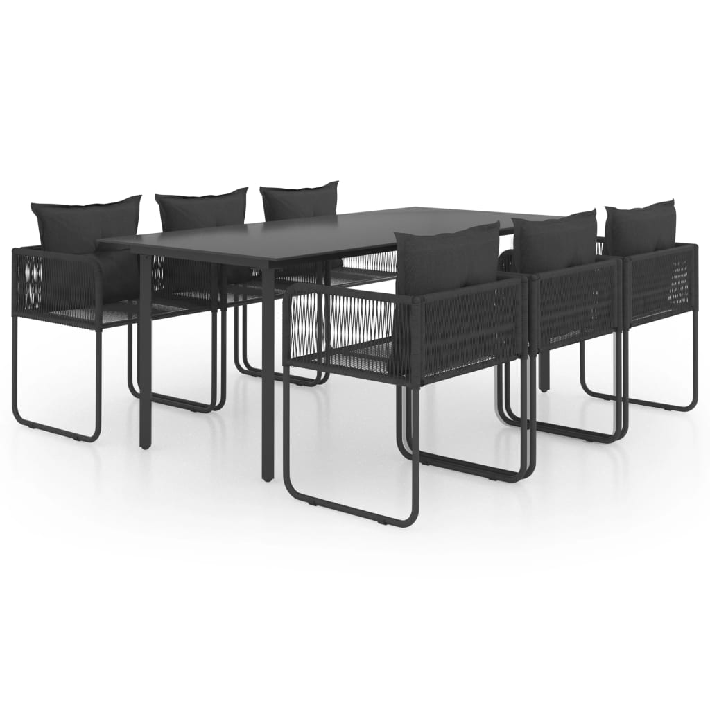 Set mobilier de gradina cu 7 piese, vidaXL, PVC, 190 x 90 x 74 cm, Negru