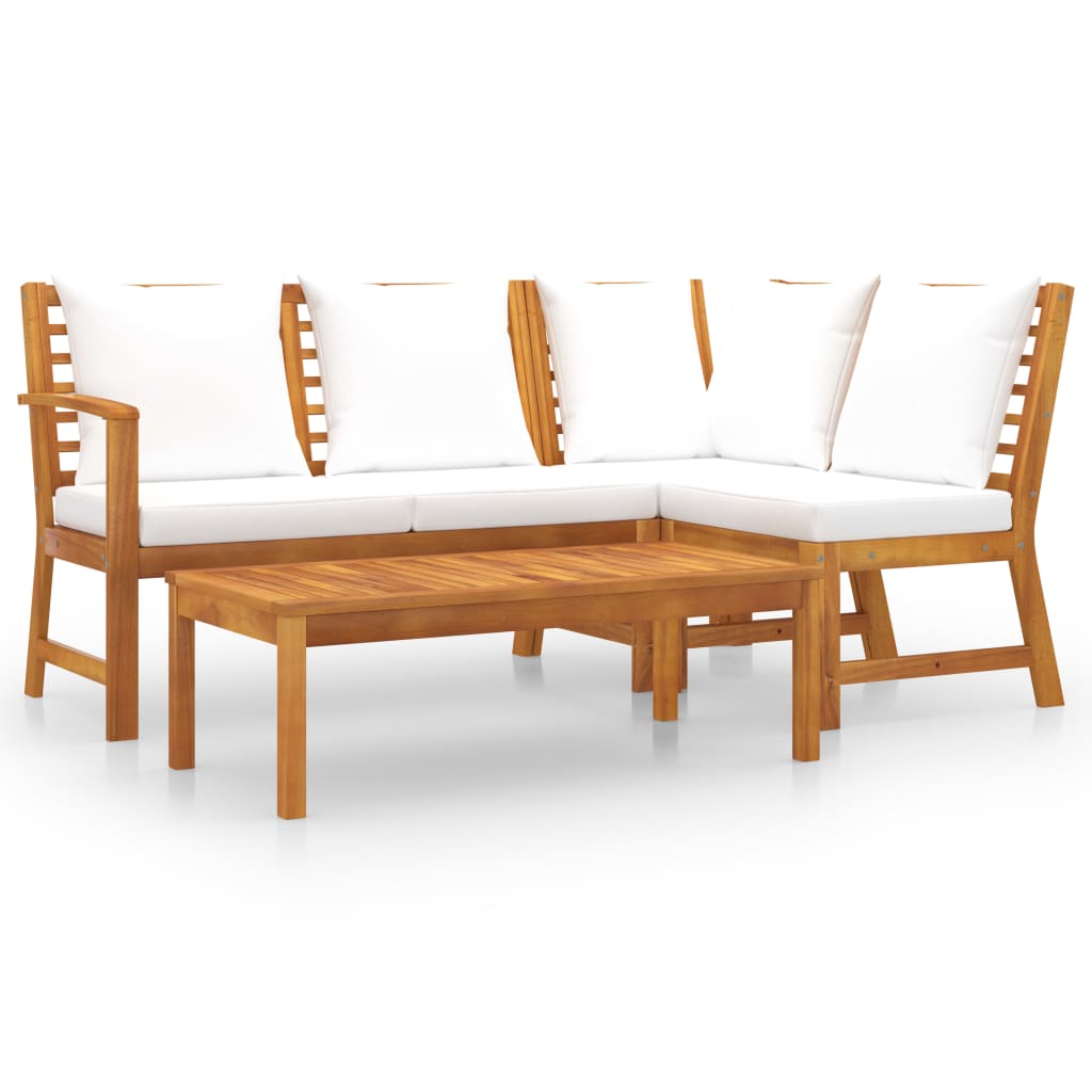 Set mobilier de gradina cu 4 piese cu perne, vidaXL, Lemn de acacia, 114.5 x 60.5 x 81 cm, Maro