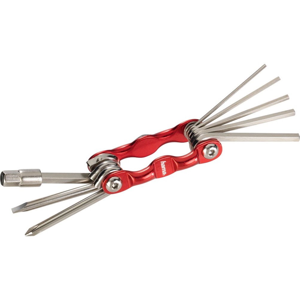 Set 9 piese instrument pliabil pentru biciclete Hama Mini 00178128, chei hexagonale, surubelnite