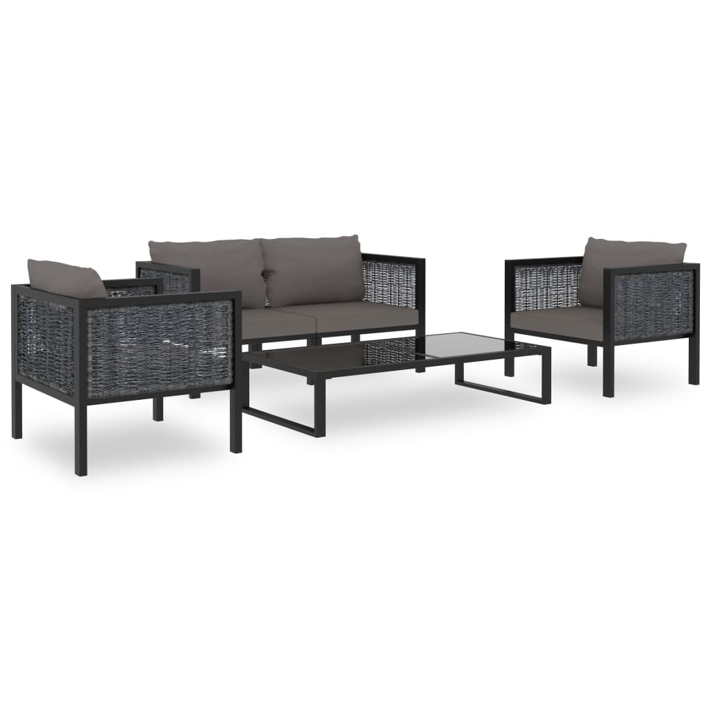 Set mobilier de exterior cu 5 piese cu perne, vidaXL, Poliratan, 136 x 68 x 64 cm, Antracit
