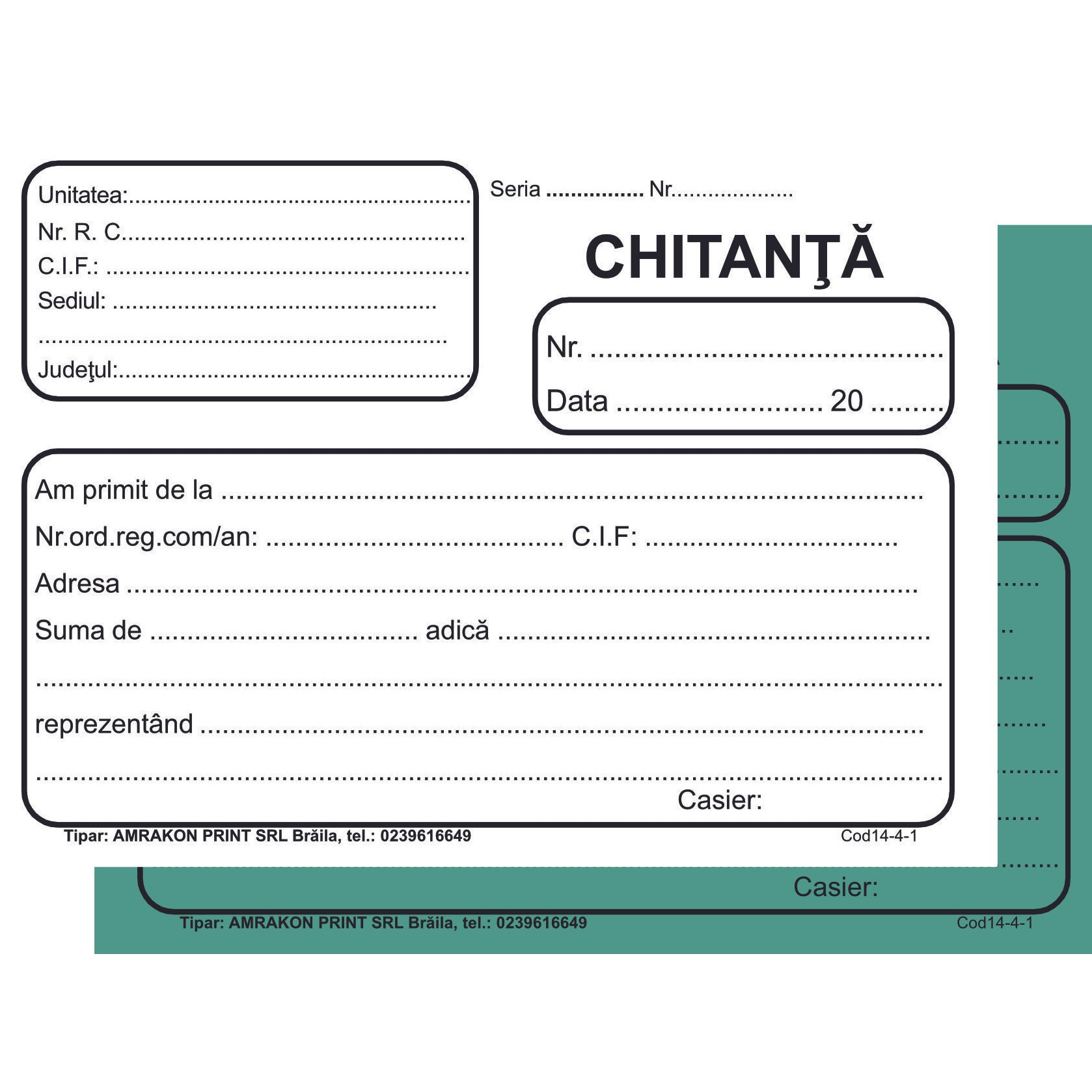 Chitantier, format A6, 2 exemplare, 50 seturi/carnet - eMAG.ro