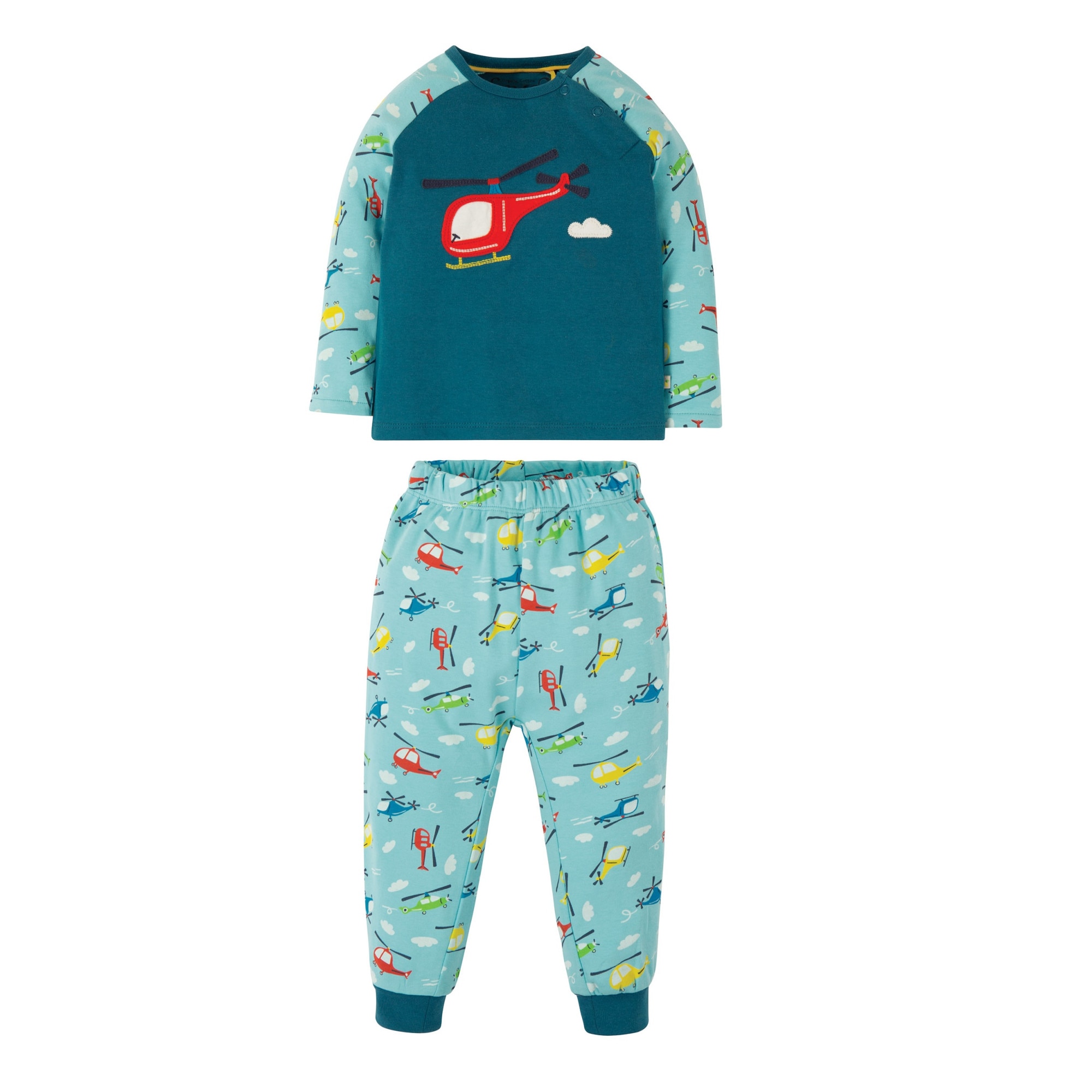 Pijama, vise cu elicoptere, bumbac organic, multicolor, copii