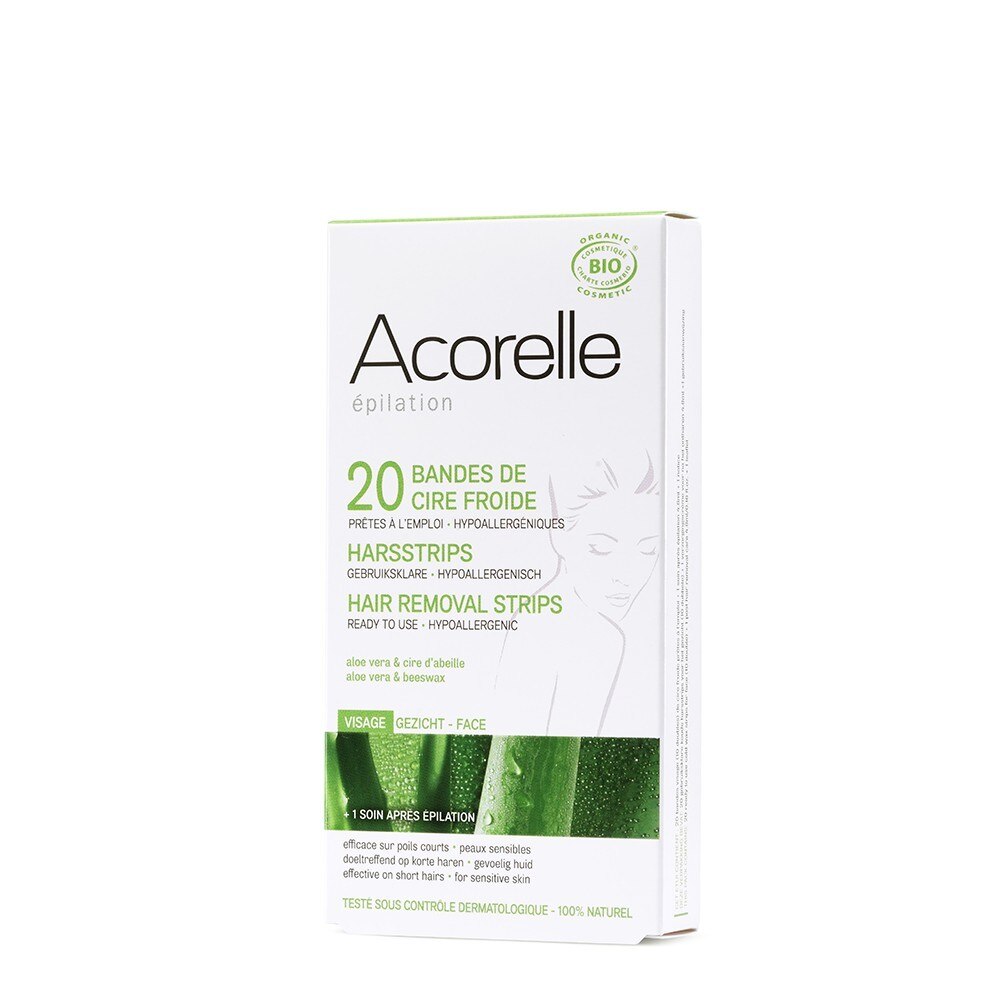 Benzi depilatoare cu ceara rece bio pentru fata, Acorelle, 10x2buc