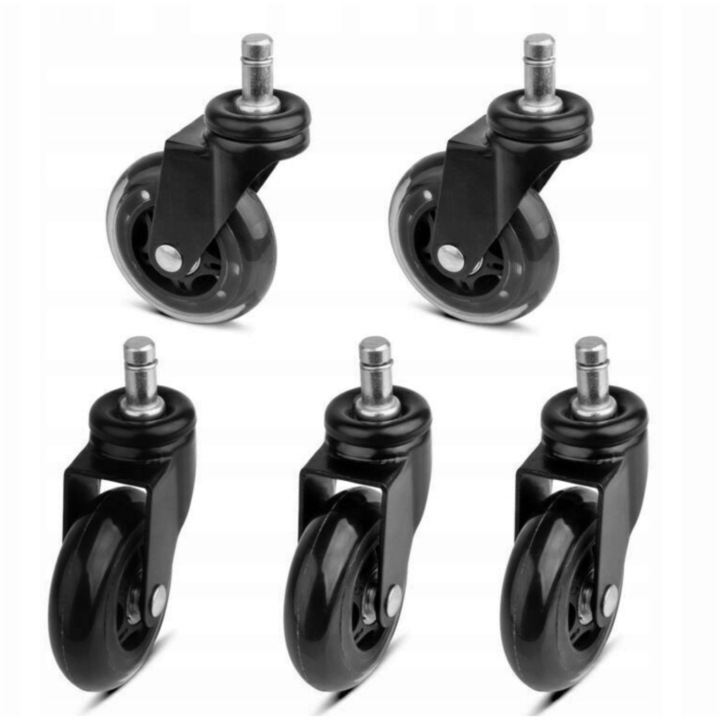 Set 5 roti de silicon pentru scaune de gaming / universal negru