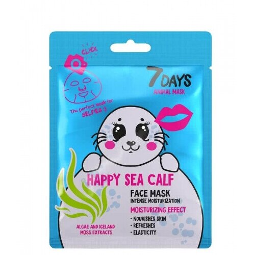 Masca de ten hidratanta 7 Days, Happy sea calf, Racoritoare, Tonifiere, Calmare, 28 g
