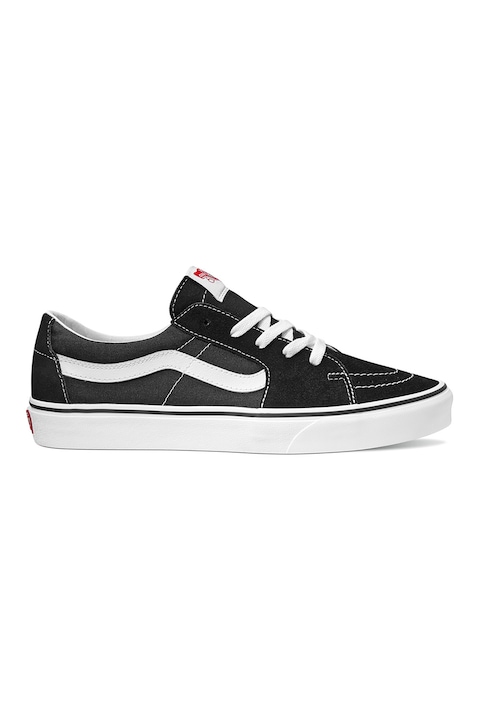 Vans, Sk8-Low uniszex nyersbőr és vászon sneaker, Fehér/Fekete/Sötétszürke