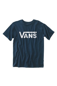 Vans, Tricou cu imprimeu logo Classic, Albastru petrol/Alb Vans, Tricou cu imprimeu logo Classic, Albastru petrol/Alb