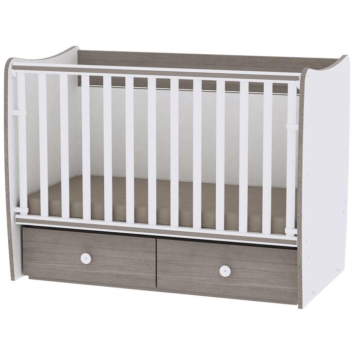 Patut balansoar Lorelli Matrix White Coffee, 60 x 120 cm, transformabil, Alb/Gri