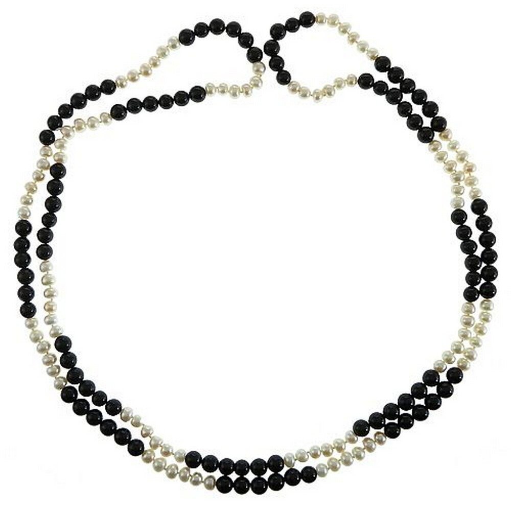 Colier - mix de perle de cultura si agate negre