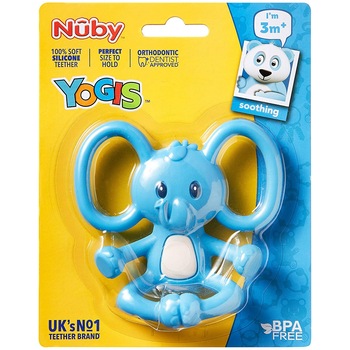 Jucarie dentitie din silicon moale, Nuby Yogi Elefantel albastru, + 3 luni Jucarie dentitie din silicon moale, Nuby Yogi Elefantel albastru, + 3 luni