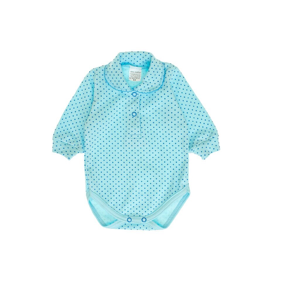 Body cu guleras, turcoaz cu buline albastre