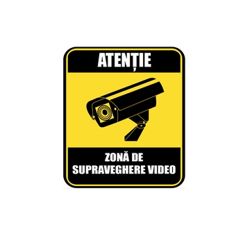 Indicator Zona de supraveghere video, Autocolant PVC, Protectie UV si Rezistent la apa, 20x26 cm Indicator Zona de supraveghere video, Autocolant PVC, Protectie UV si Rezistent la apa, 20x26 cm