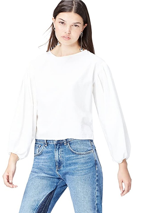 Bluza de dama, Find, Bumbac, maneci largi, Alb, 44/XXL