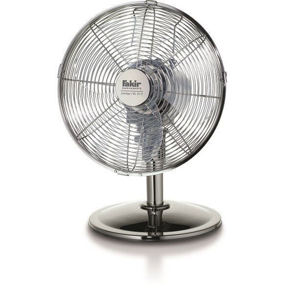 Ventilator de birou Fakir Prestige VL 30 G, 45 W, 3 trepte de viteza, Debit aer: 1600 m3/h, Functie oscilare, Argintiu lucios