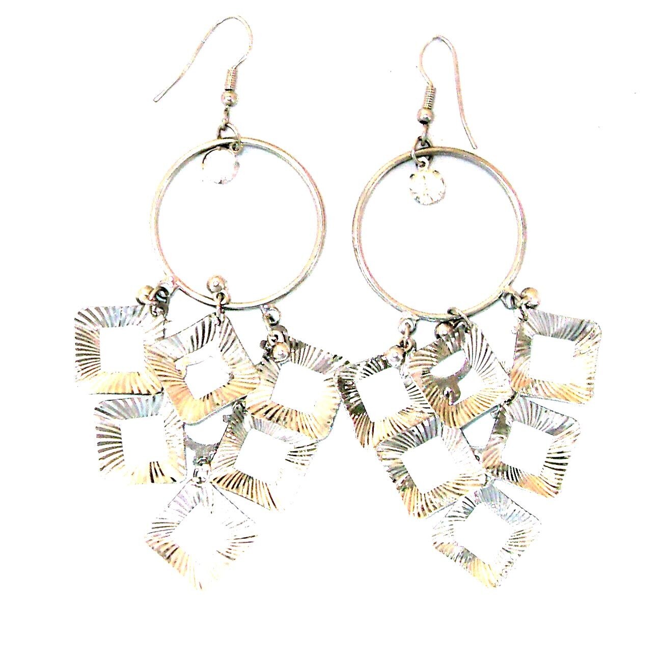 Cercei bijuterie argintii cu cercuri si ornamente de dama FashionBijoux