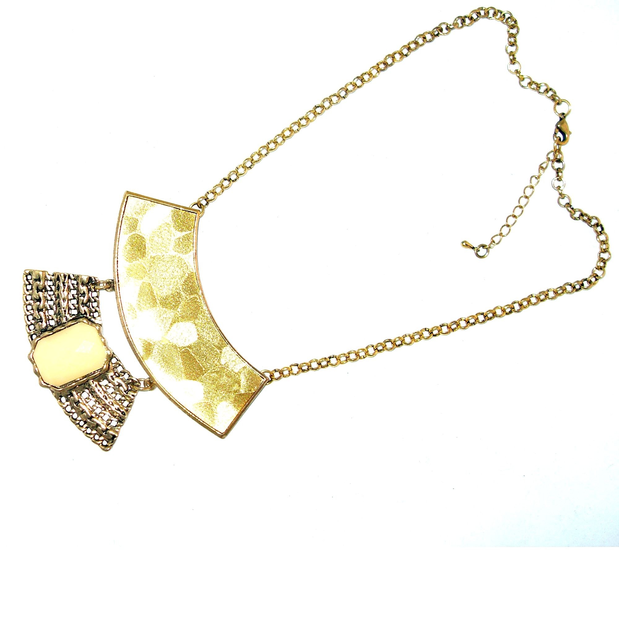 Colier bijuterie guler cu piatra crem de dama FashionBijoux